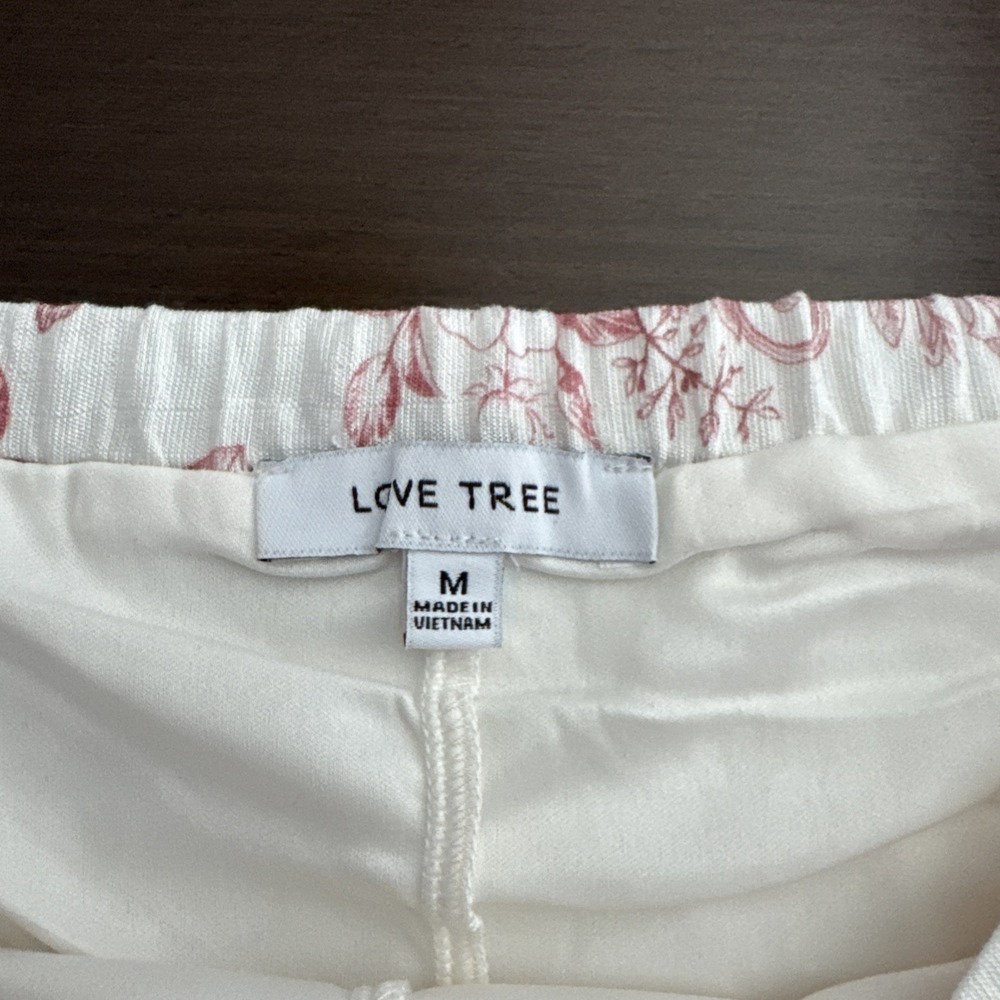 Love Tree Pleated Floral Skort Skirt Beige Pink Side Zip Elastic Waist Size M - Picture 3 of 10